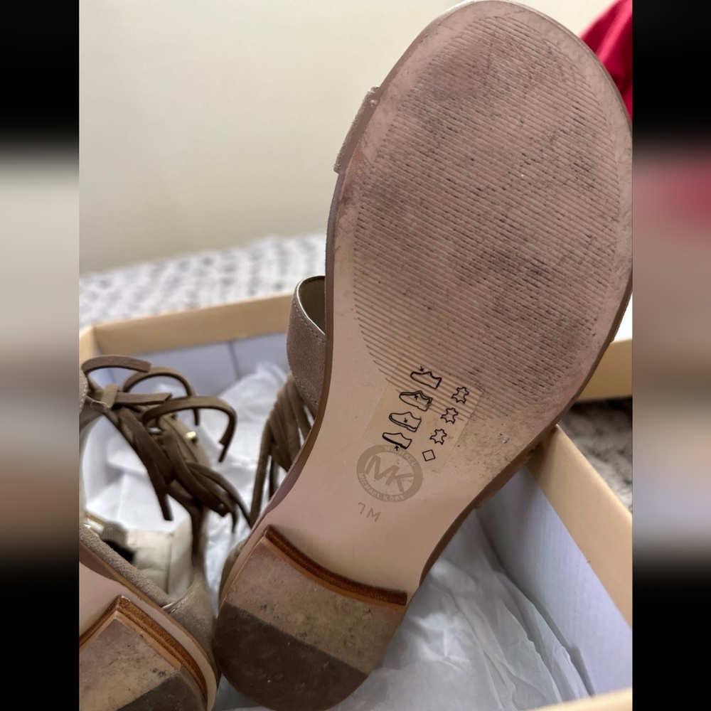 Michael Kors Brown Suede Fringe Sandals - Picture 5 of 7